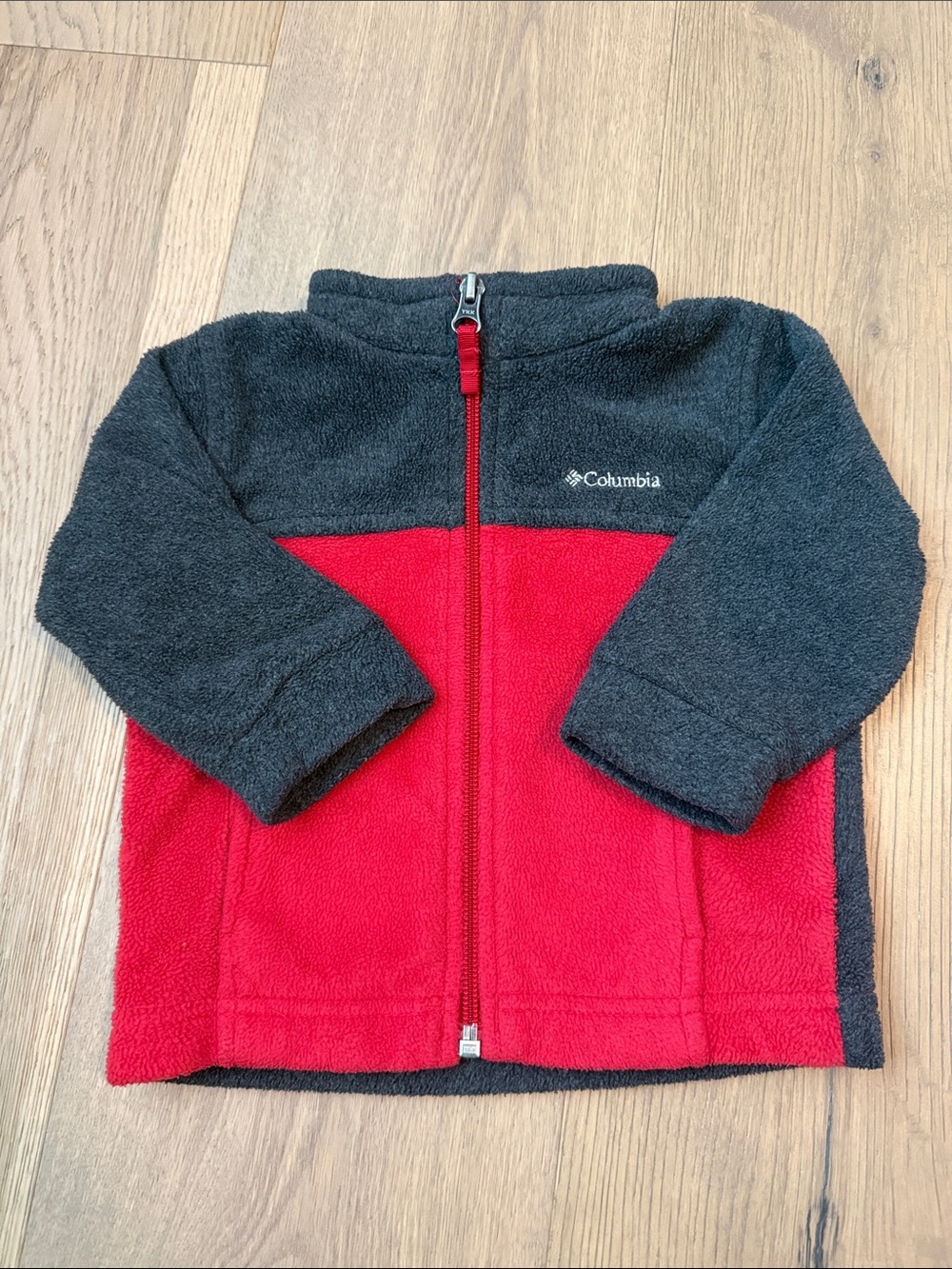 Columbia Baby Boy Red & Gray Fleece Jacket - Size 6-12 months - Excellent!